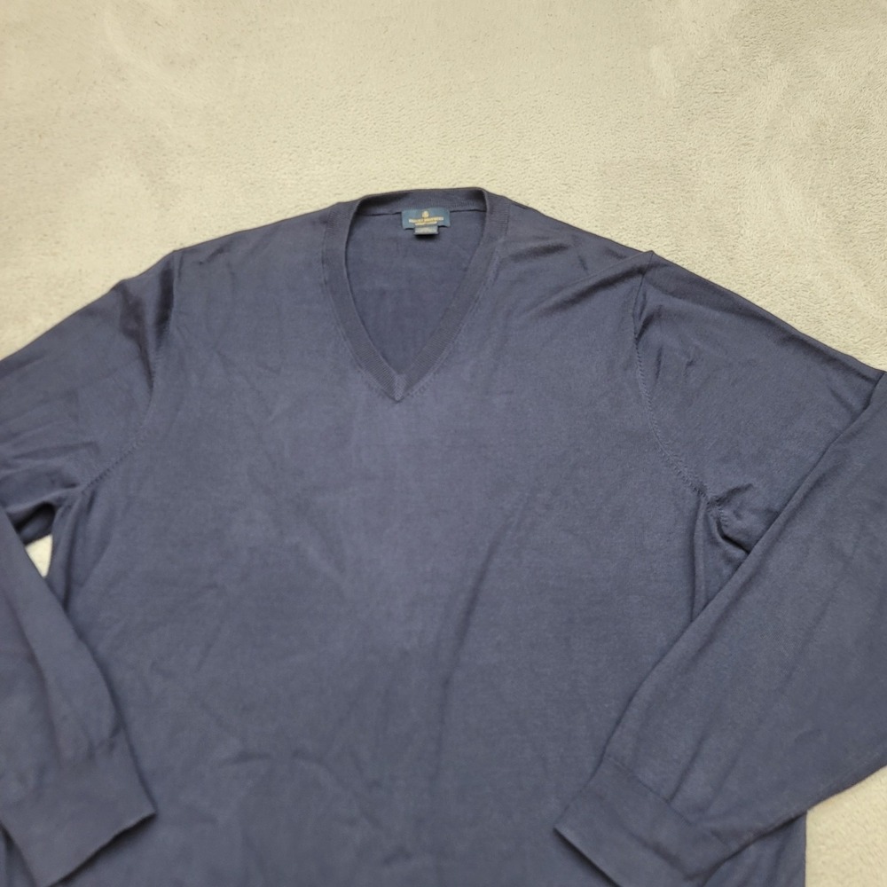 Brooks Brothers Mens XL Blue 100% Supima Cotton V-Neck Sweater 100048876